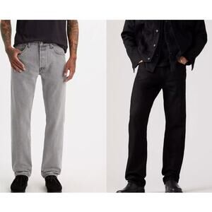 Two Pairs Levi's 501 NWT Black Gray 36x34 Straight Stretch Men's Jeans